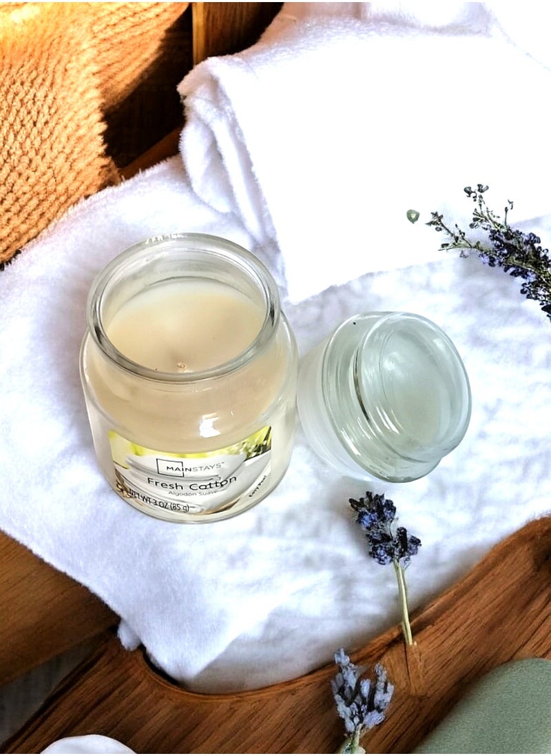 Mainstays - Fresh Cotton Scented Jar Candle with Lid 85 g - Image 1