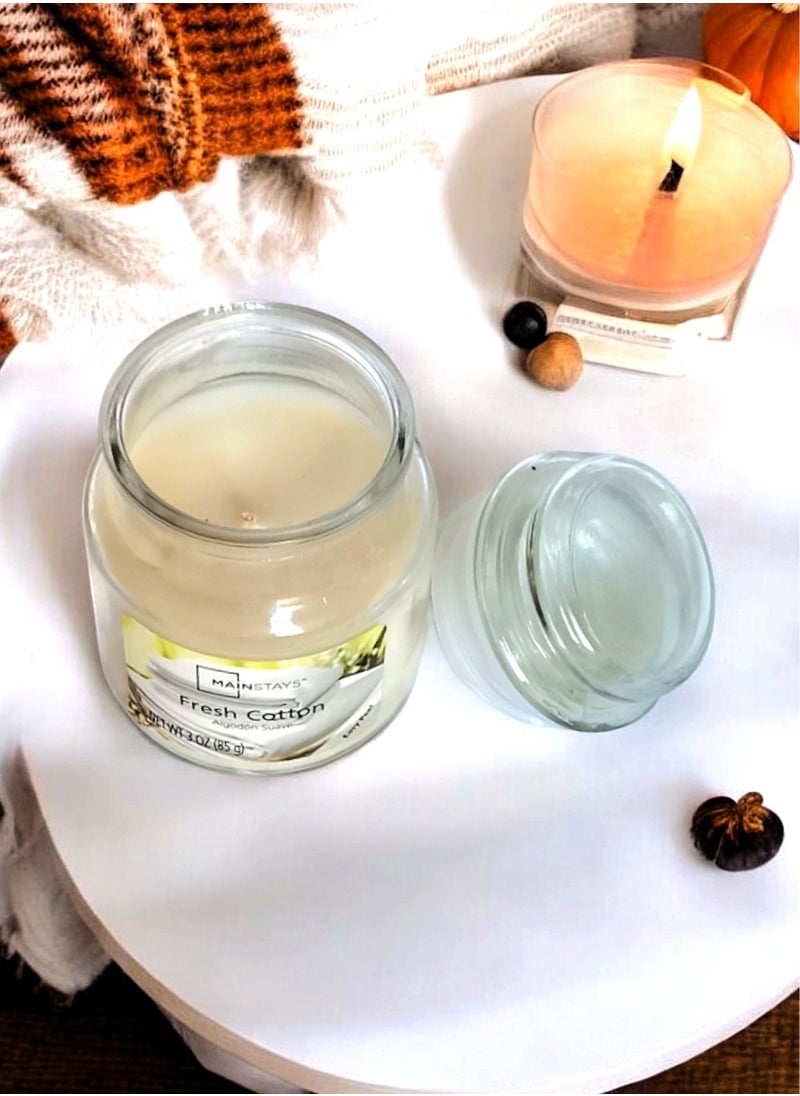 Mainstays - Fresh Cotton Scented Jar Candle with Lid 85 g - Image 1
