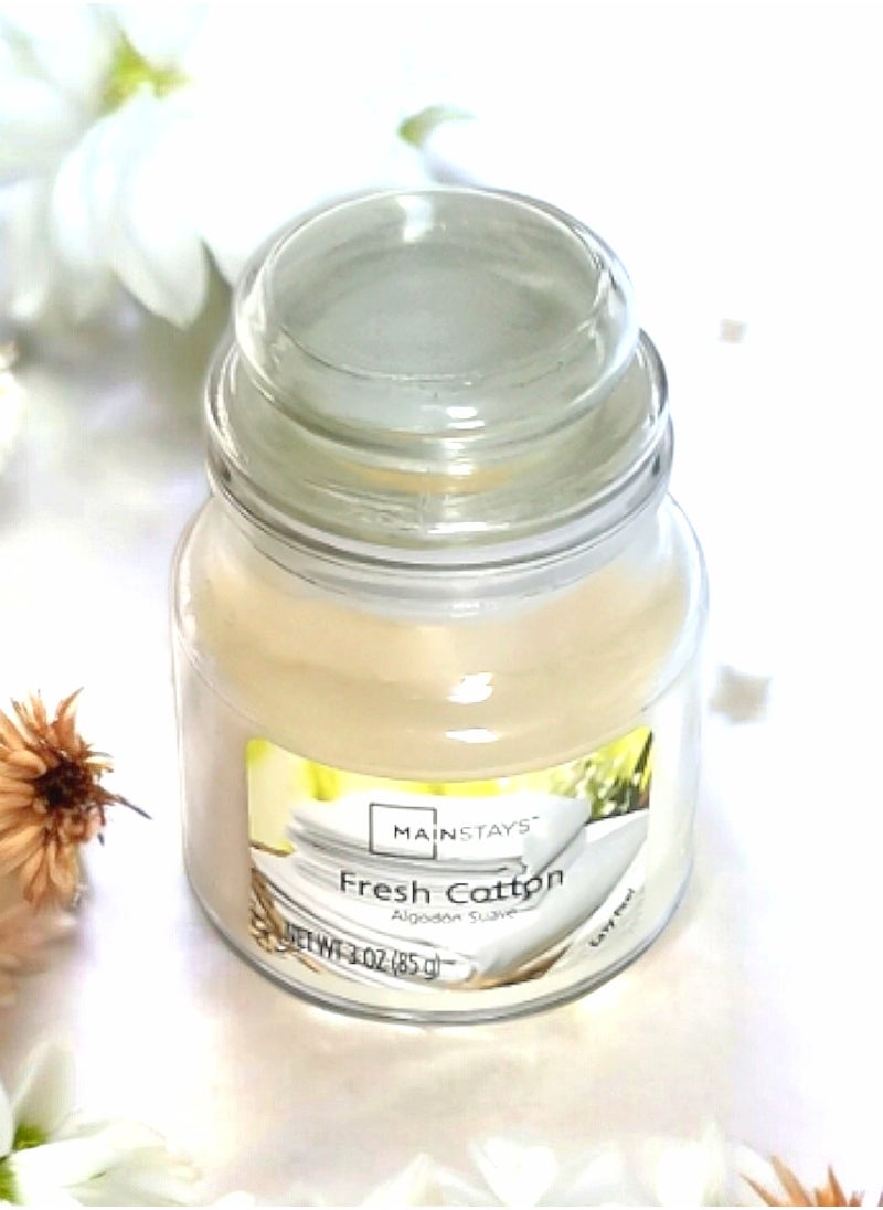 Mainstays - Fresh Cotton Scented Jar Candle with Lid 85 g - Image 1