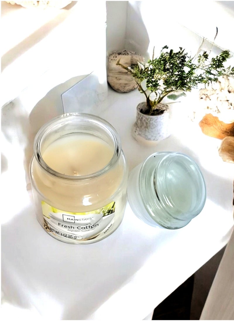 Mainstays - Fresh Cotton Scented Jar Candle with Lid 85 g - Image 1