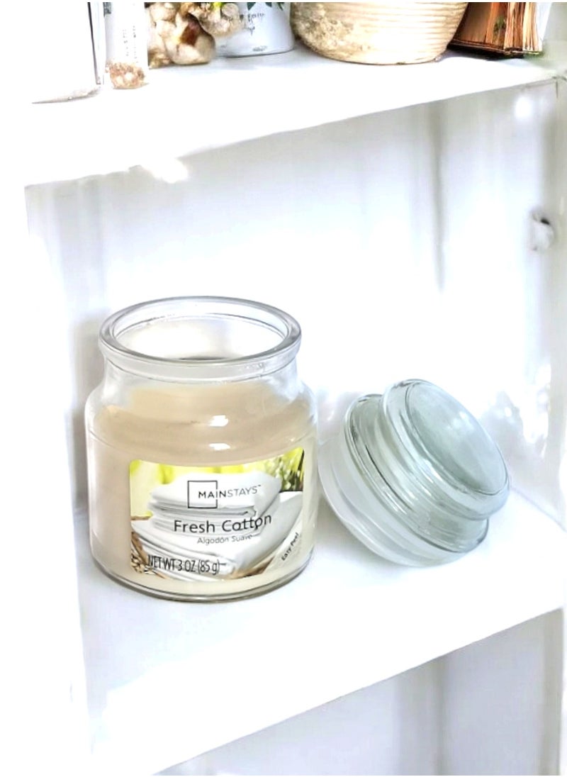 Mainstays - Fresh Cotton Scented Jar Candle with Lid 85 g - Image 1
