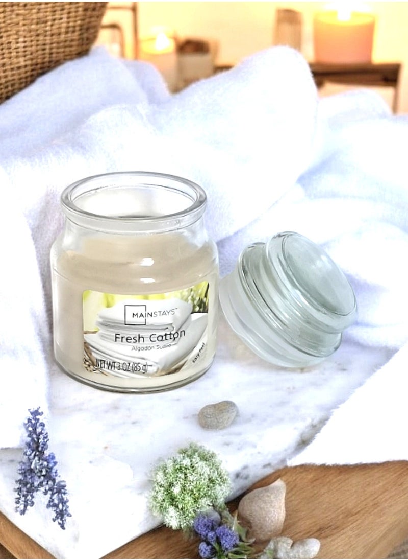 Mainstays - Fresh Cotton Scented Jar Candle with Lid 85 g - Image 1