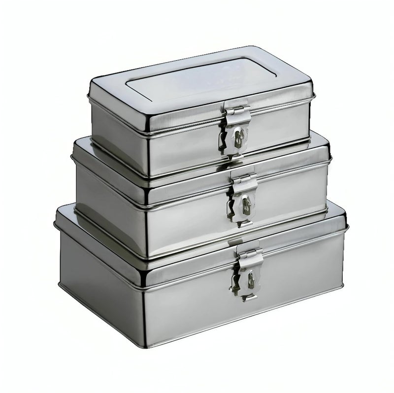 JAYCO Stainless Steel Storage Boxes/SS Puja Peti - Set of 3 (7"-8"-9"), Rounded Edges - Image 5