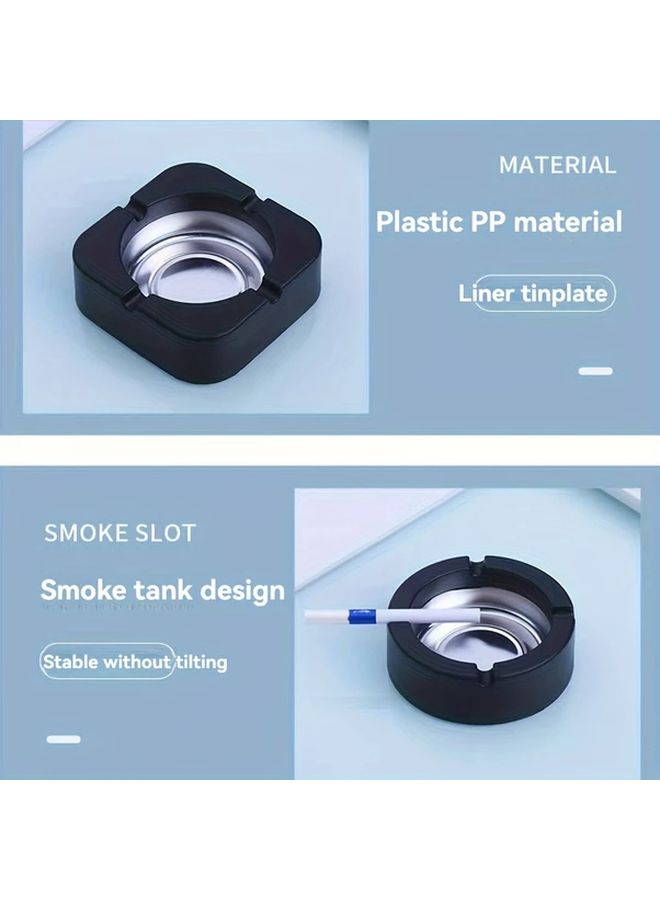 Black Modern Macaron Inspired Smoke Proof Plastic Ashtray For Home Office Decor - Image 5