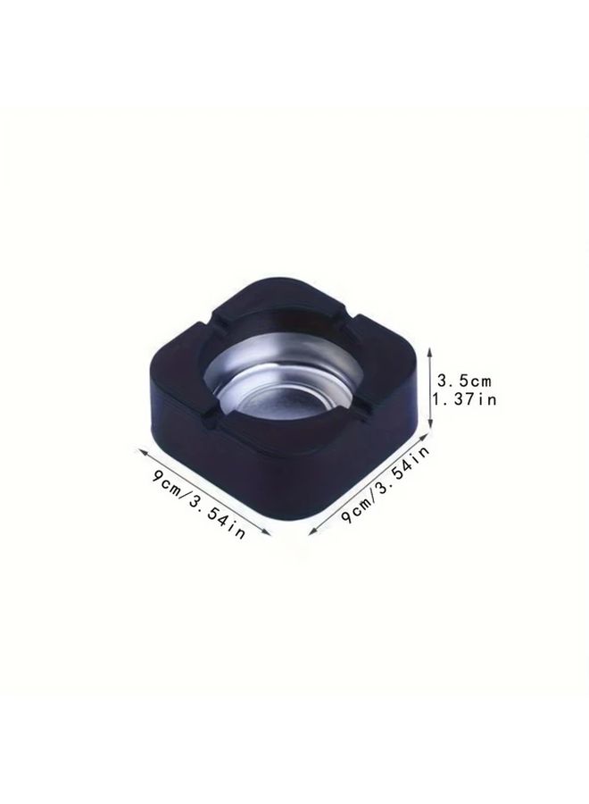 Black Modern Macaron Inspired Smoke Proof Plastic Ashtray For Home Office Decor - Image 3