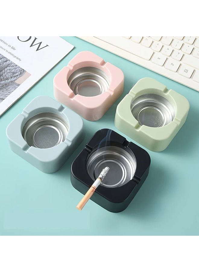 Black Modern Macaron Inspired Smoke Proof Plastic Ashtray For Home Office Decor - Image 2
