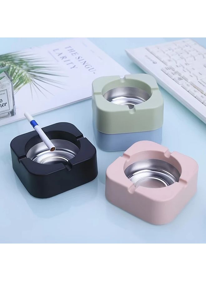 Black Modern Macaron Inspired Smoke Proof Plastic Ashtray For Home Office Decor - Image 1