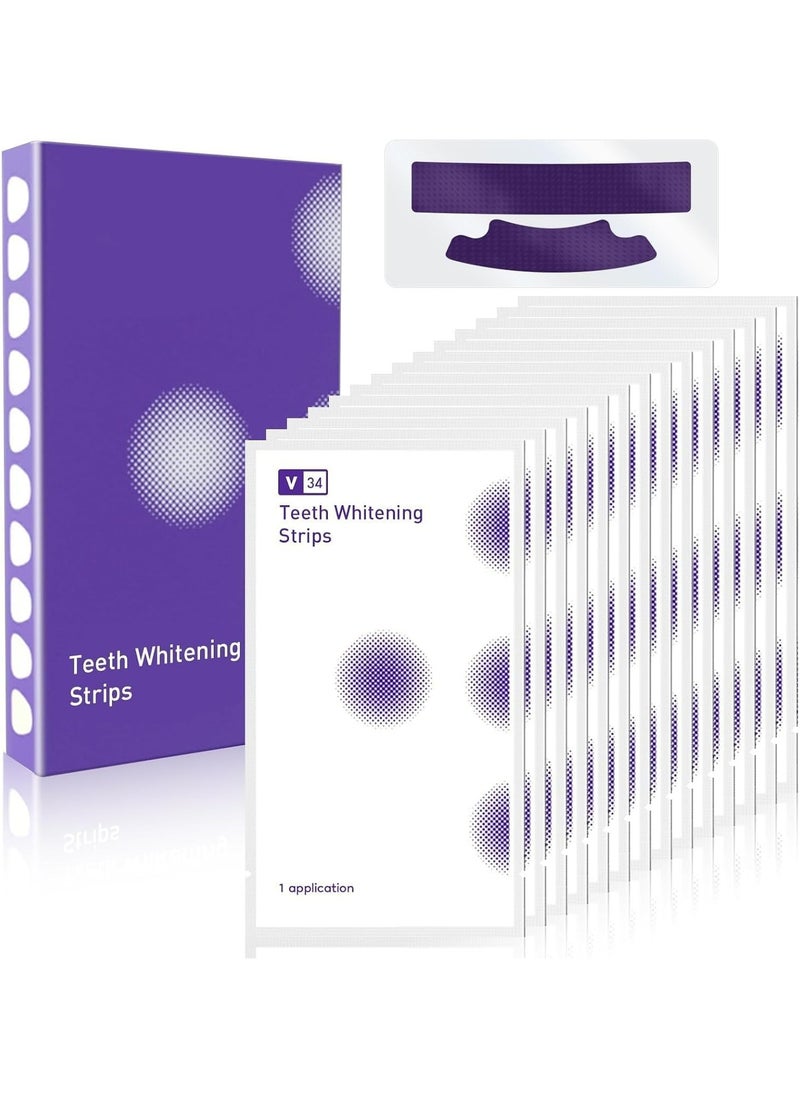 CMGTYYD 28 Pcs Teeth Whitening Strips, V34 Purple Teeth Whitening Strips, 14 Treatments Color Correcting Whitening Strips for Sensitive Teeth, Peroxide Free, Without The Harm, Deep Stains Removal  - Image 1