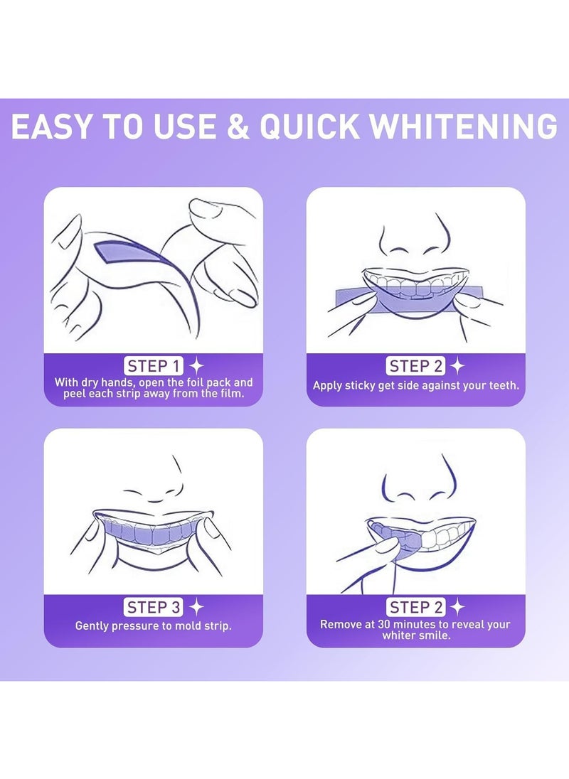 CMGTYYD 28 Pcs Teeth Whitening Strips, V34 Purple Teeth Whitening Strips, 14 Treatments Color Correcting Whitening Strips for Sensitive Teeth, Peroxide Free, Without The Harm, Deep Stains Removal  - Image 5