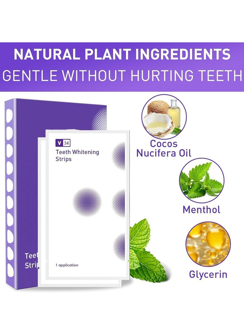 CMGTYYD 28 Pcs Teeth Whitening Strips, V34 Purple Teeth Whitening Strips, 14 Treatments Color Correcting Whitening Strips for Sensitive Teeth, Peroxide Free, Without The Harm, Deep Stains Removal  - Image 4