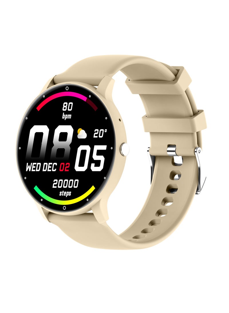 ZL02C Pro Smart Watch, Skin Friendly Waterproof Sleep Tracker Watch, Lightweight Smart Health Monitoring Watch With Heart Rate Sleep Monitor, (1pc, Beige, Silicone Strap) - Image 1