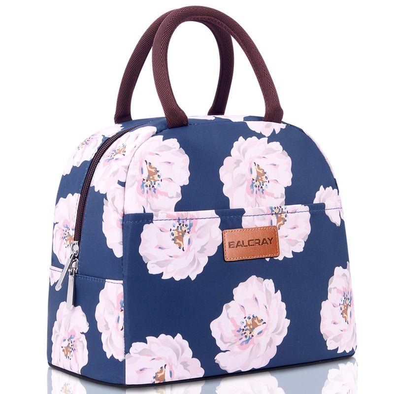 BALORAY Lunch Bag for Women Men Insulated Lunch Box for Adult Reusable Lunch Tote Bag for Work Picnic or Travel Pink Flower