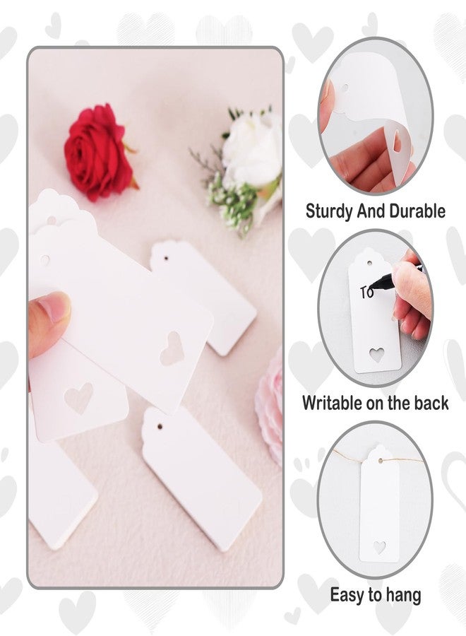 بيشيدا - ١٠٠ قطعة من بطاقات الهدايا الفارغة، بطاقات ورق كرافت أبيض على شكل قلب مجوف مع خيط، مثالية لعيد الأم، عيد الحب، أعياد الميلاد، حفلات الزفاف، هدايا حفلات استقبال المولود، وتغليف الهدايا للأعمال اليدوية - ١.٦ × ٣.٦ بوصة - Image 2