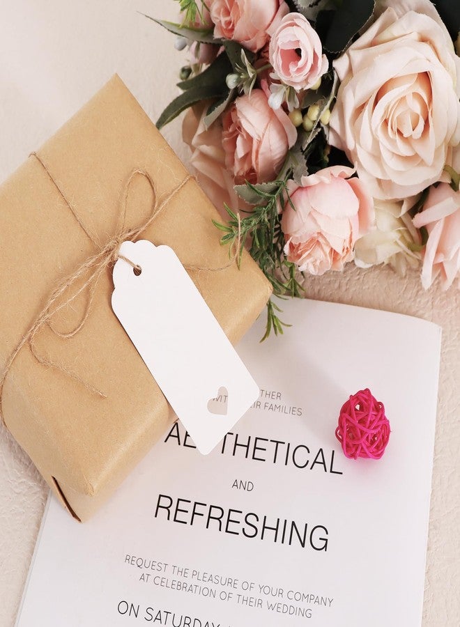 بيشيدا - ١٠٠ قطعة من بطاقات الهدايا الفارغة، بطاقات ورق كرافت أبيض على شكل قلب مجوف مع خيط، مثالية لعيد الأم، عيد الحب، أعياد الميلاد، حفلات الزفاف، هدايا حفلات استقبال المولود، وتغليف الهدايا للأعمال اليدوية - ١.٦ × ٣.٦ بوصة - Image 5