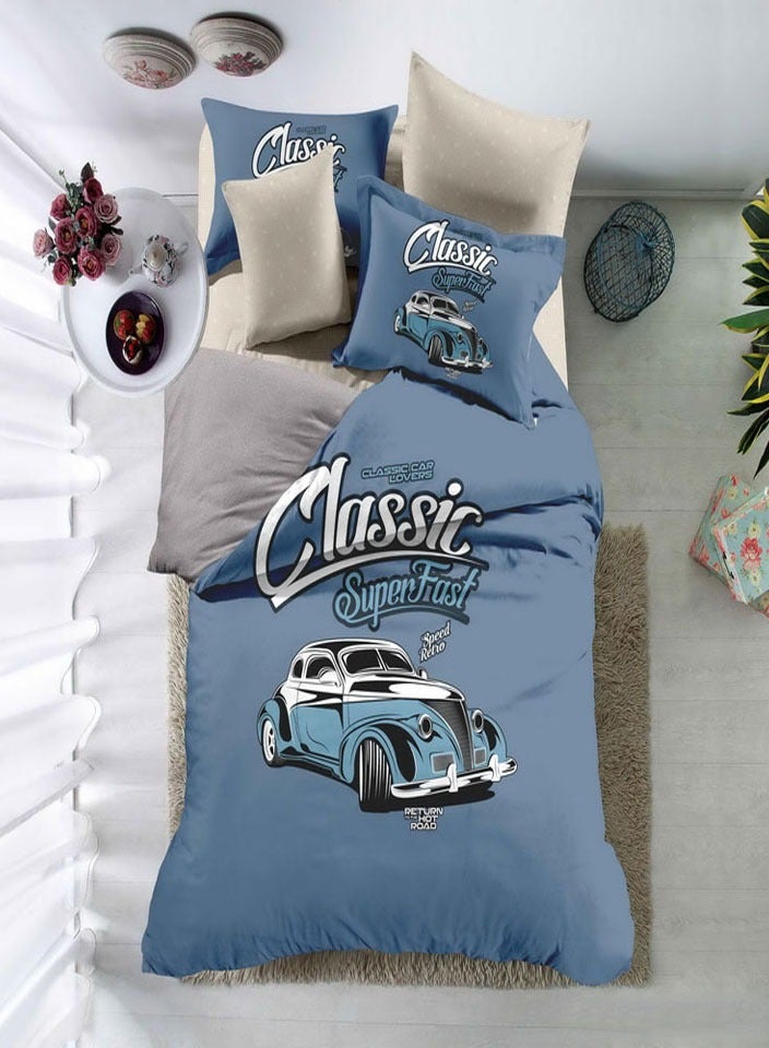 فيفوريت فيفرت طقم لحاف أطفال أزرق نقشة بألوان متعددة ورسومات لطيفة سنجل نفر طقم 4 قطع - Image 1