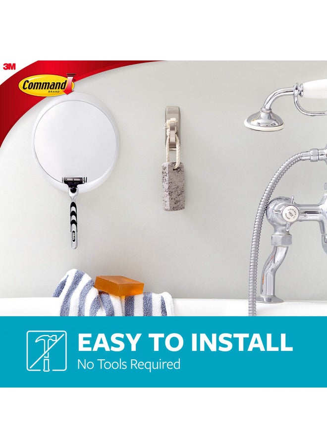 Command Command Modern Reflections Metal Bath Hook, Medium, Satin Nickel, 1-Hook with Water-Resistant Strips (MR02-SN-BES), Organize your dorm  - Image 4
