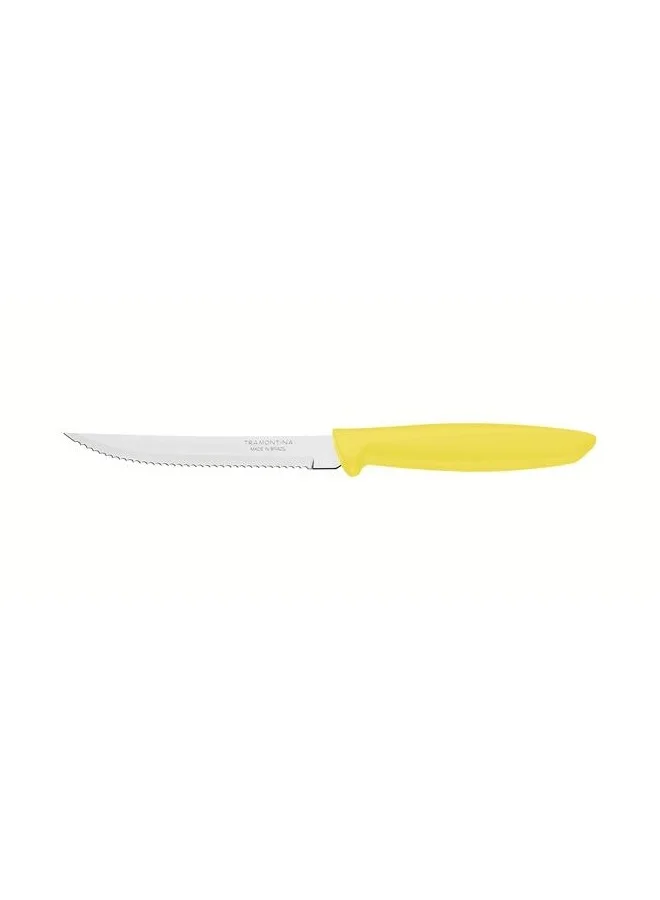 ترامونتينا Tramontina Plenus 5 Inches Steak and Fruit Knife with Stainless Steel Blade and Yellow Polypropylene Handle