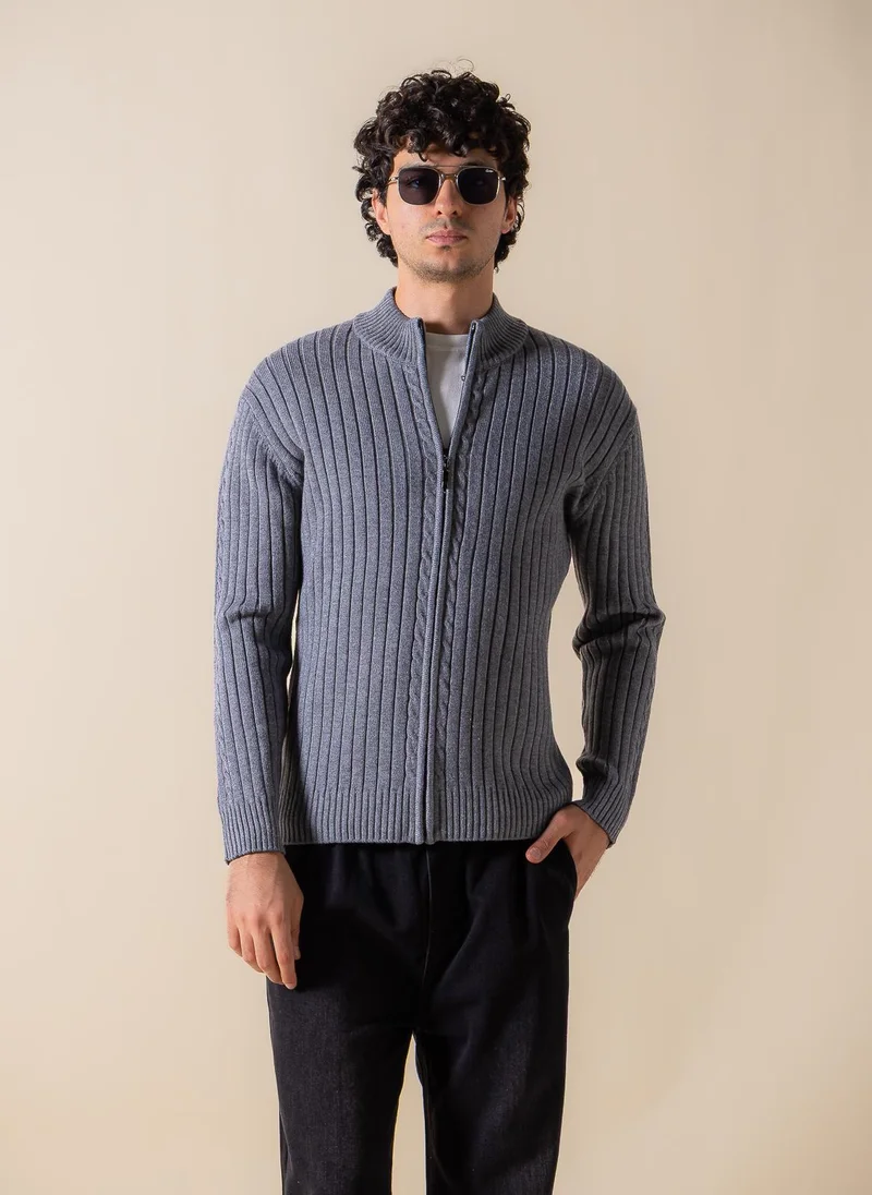 SHAPES TEXTURED CARDIGAN WITH ZIP