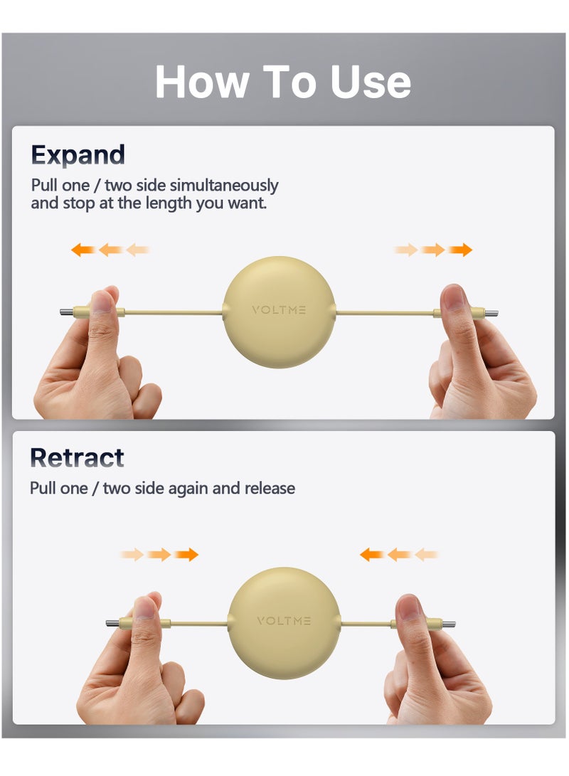 VOLTME 60W 3A Retractable Type C Cable with Power Delivery (PD) & E-Marker Chip (1m, 3ft) – Fast Charging & Data Sync USB-C to USB-C Cord Compatible with iPhone Air, 17/17 Pro/17 Pro Max, iPhone 16/16 Pro/16 Pro Max, iPhone 15 Series, iPad Pro M4, iPad Air M2, MacBook Pro/Air M3, Galaxy S25/S24 Ultra, Pixel 9 Pro, Huawei P60, Xiaomi 14, Steam Deck, ASUS ROG Alien, Nintendo Switch, PS5 Controller, iPad Mini 6, USB C Earbuds, Power Banks – Yellow - Image 4