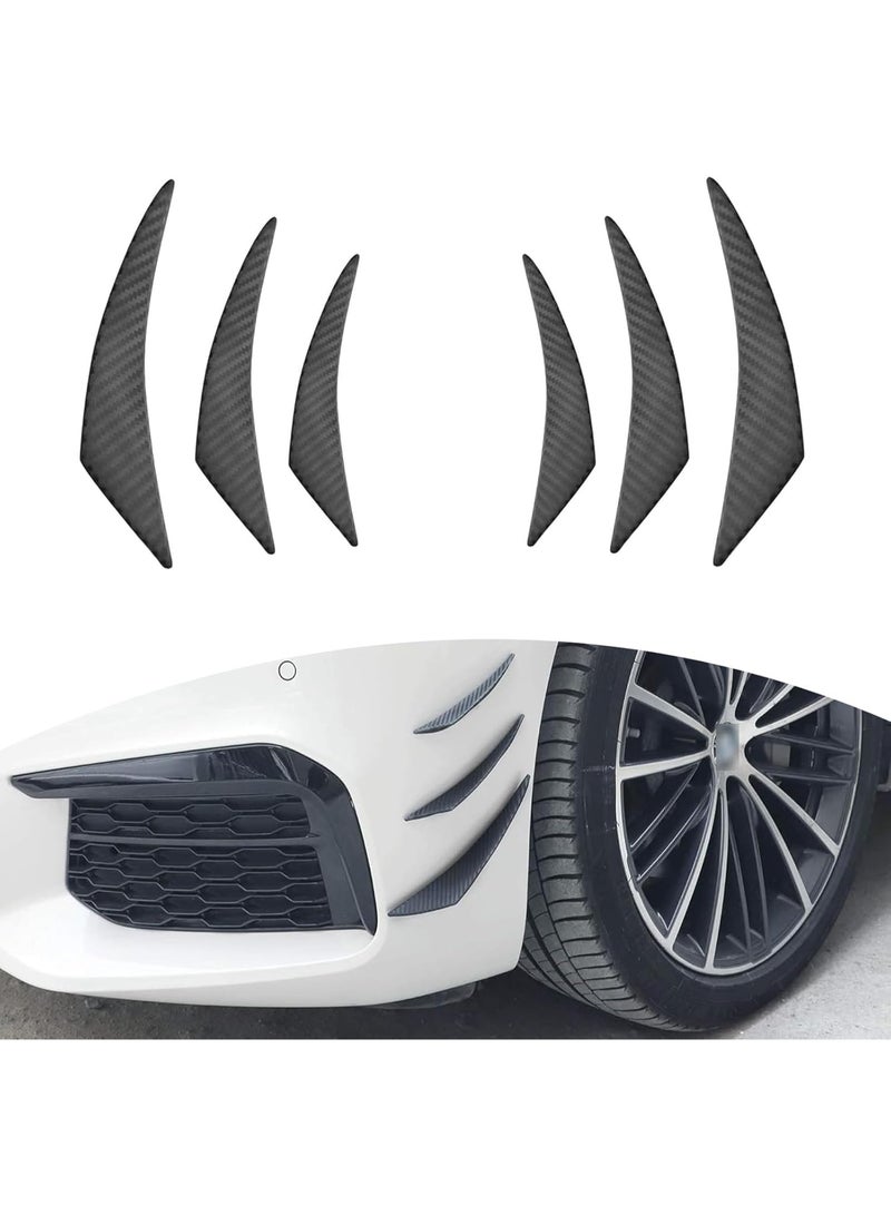 6 PCS Front Bumper Spoiler, Auto Front Bumper Lip Splitter, Self-Adhesive Body Anti-Scratch Splitter Decoration, Universal Cars Modification Body Kit (Carbon Fiber Black) - Image 1