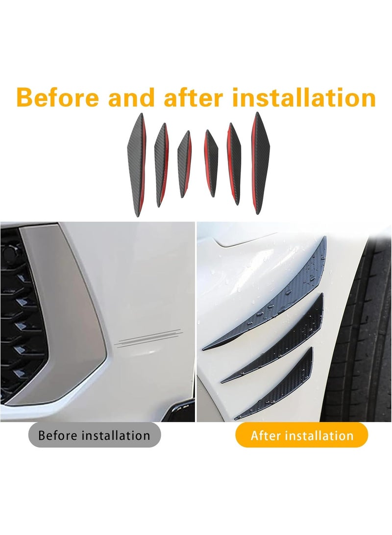 6 PCS Front Bumper Spoiler, Auto Front Bumper Lip Splitter, Self-Adhesive Body Anti-Scratch Splitter Decoration, Universal Cars Modification Body Kit (Carbon Fiber Black) - Image 5