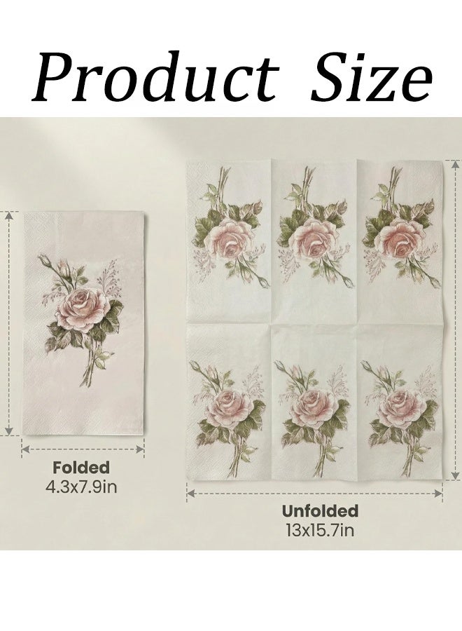 40 قطعة من المناديل الورقية الأنيقة ذات الطبقتين والمزينة بنقوش زهور عتيقة، مناسبة للاستخدام مرة واحدة، ومناسبة للضيوف، ومناسبة للاستخدام اليدوي، ومناسبة للاستخدام في حفلات الزفاف، وحفلات العرائس، وحفلات الشاي، وحفلات الحديقة، وأعياد الميلاد، واجتماعات العيد، والعشاء المنزلي، والحمام. - Image 5