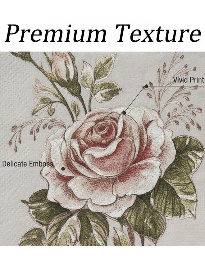 40 قطعة من المناديل الورقية الأنيقة ذات الطبقتين والمزينة بنقوش زهور عتيقة، مناسبة للاستخدام مرة واحدة، ومناسبة للضيوف، ومناسبة للاستخدام اليدوي، ومناسبة للاستخدام في حفلات الزفاف، وحفلات العرائس، وحفلات الشاي، وحفلات الحديقة، وأعياد الميلاد، واجتماعات العيد، والعشاء المنزلي، والحمام. - Image 4