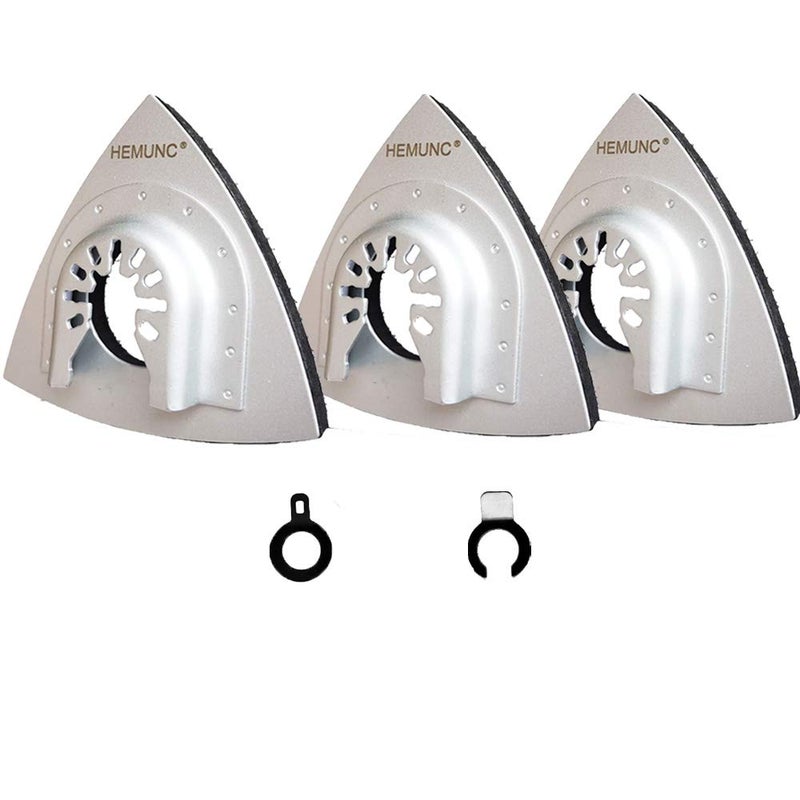 HEMUNC Oscillating Tool Sanding Pad， 3-1/8 Inch Triangle Sanding Pads 3PCS Fit Oscillating Multitools like Dewalt, Fein Multimaster, Bosch, Dremel, Makita, Milwaukee, Rockwell, Ryobi, Craftsman, Ridgid - Image 1