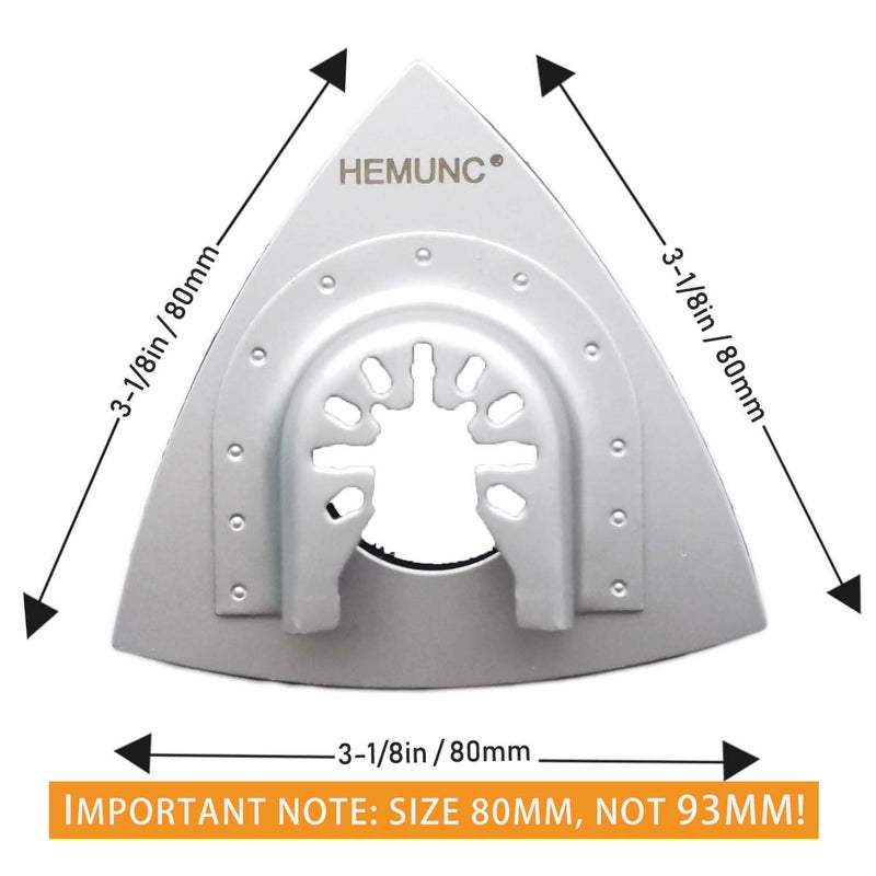 HEMUNC Oscillating Tool Sanding Pad， 3-1/8 Inch Triangle Sanding Pads 3PCS Fit Oscillating Multitools like Dewalt, Fein Multimaster, Bosch, Dremel, Makita, Milwaukee, Rockwell, Ryobi, Craftsman, Ridgid - Image 3