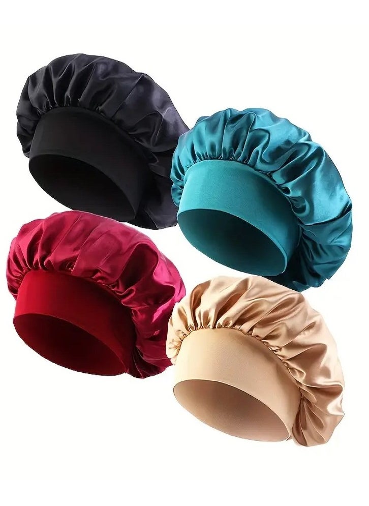 MASIA 4 Satin Hair Bonnets for Sleeping and Bathing - Soft, Durable, 4 Assorted Colors  - Image 2