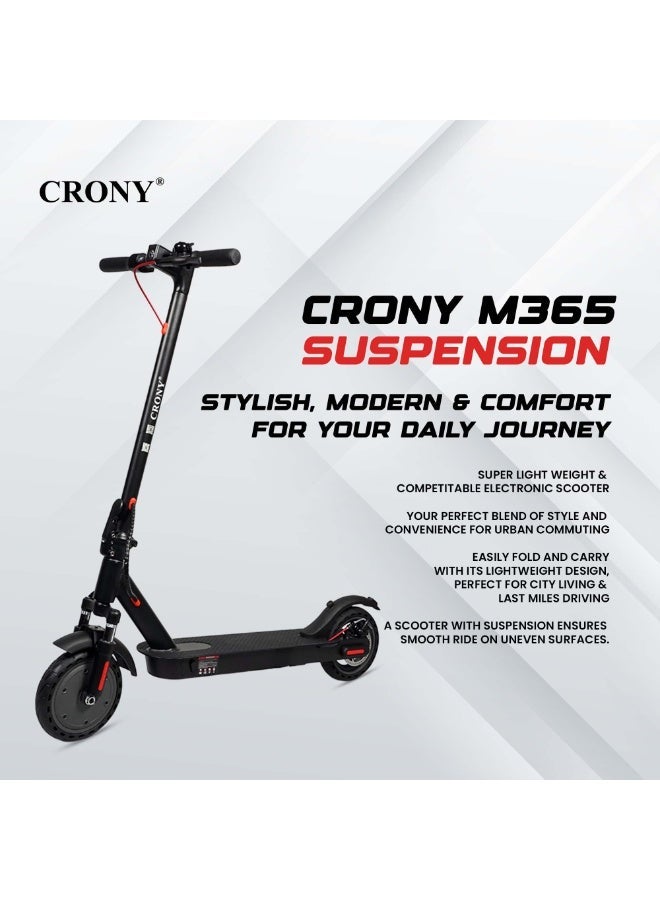 كروني سكوتر كهربائي M365 عالي السرعة بنظام تعليق، محرك 250 واط، سرعة 25-45 كم/ساعة، بطارية 36 فولت/7.8 أمبير/ساعة، مدى 10-25 كم، نظام تعليق أمامي، فرامل قرصية خلفية، هيكل من سبائك الألومنيوم، أقصى حمولة 100 كجم، مصباح أمامي LED، اتصال بالتطبيق، سكوتر كهربائي قابل للطي والحمل للبالغين والأطفال، سكوتر كهربائي للتنقل والترفيه، سكوتر كهربائي طويل المدى سهل الطي، لوح تزلج خفيف الوزن وعالي الأداء للتنقل، أسود - Image 5