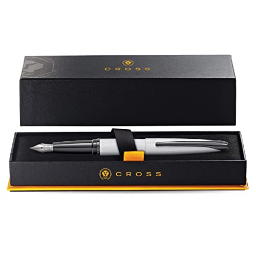 Cross ATX Refillable Fountain Presented in a Luxury Gift Box - Medium Point, Black Ink, Sandblasted Chrome - Image 3