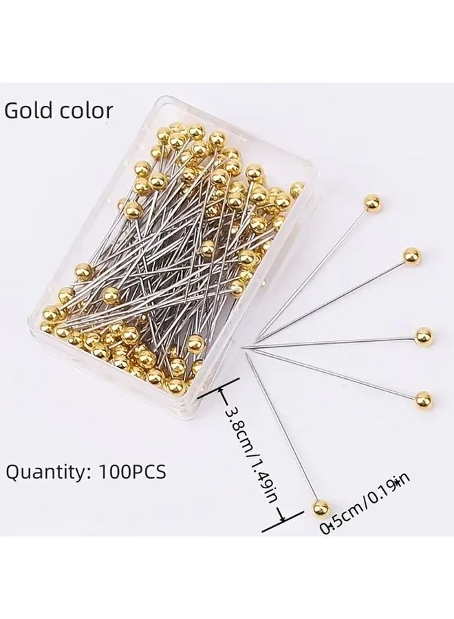100pcs Yellow Stainless Steel T Pins for Wedding Dress Crafts and Beading Supplies - Image 3