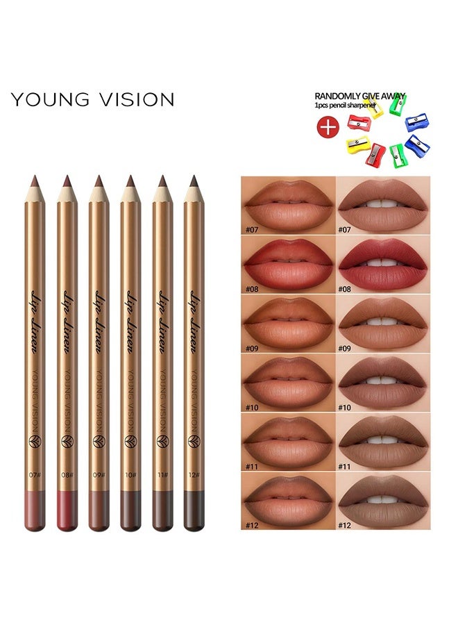 YOUNG VISION Lip Liner,Creamy Lip Pencil,Long Lasting Lip Liner with Sharpener,Matte Finish,Smooth and Soft,Non-Dry,Easy to Use,Cruelty free,(07#,08#,09#,10#,11#,12#) - Image 1