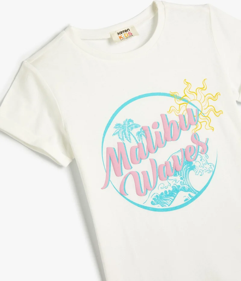 كوتون T-Shirt Print Detailed Short Sleeve Crew Neck Cotton