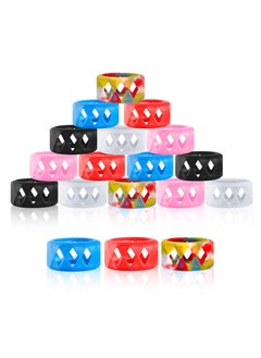 SYOSI 18 Pcs Silicone Anti Slip Ring Non Skid Band Ring Soft Protection Sleeve Bulb Glass Silicone Ring 6 Colors (25 x 17 mm)  - Image 1
