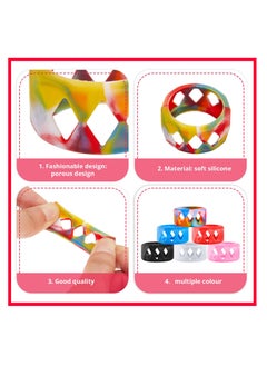 SYOSI 18 Pcs Silicone Anti Slip Ring Non Skid Band Ring Soft Protection Sleeve Bulb Glass Silicone Ring 6 Colors (25 x 17 mm)  - Image 2