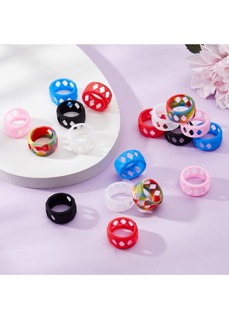SYOSI 18 Pcs Silicone Anti Slip Ring Non Skid Band Ring Soft Protection Sleeve Bulb Glass Silicone Ring 6 Colors (25 x 17 mm) - Image 3