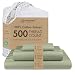 Threadmill 500 Thread Count TwinXL Size Damask Stripe 3 Pc Luxury Cotton Sheet Set Breathable Sage Green Sheets with 15 Elasticized Deep Pocket 1 Pillowcase  Free Tote Bag - Image 2