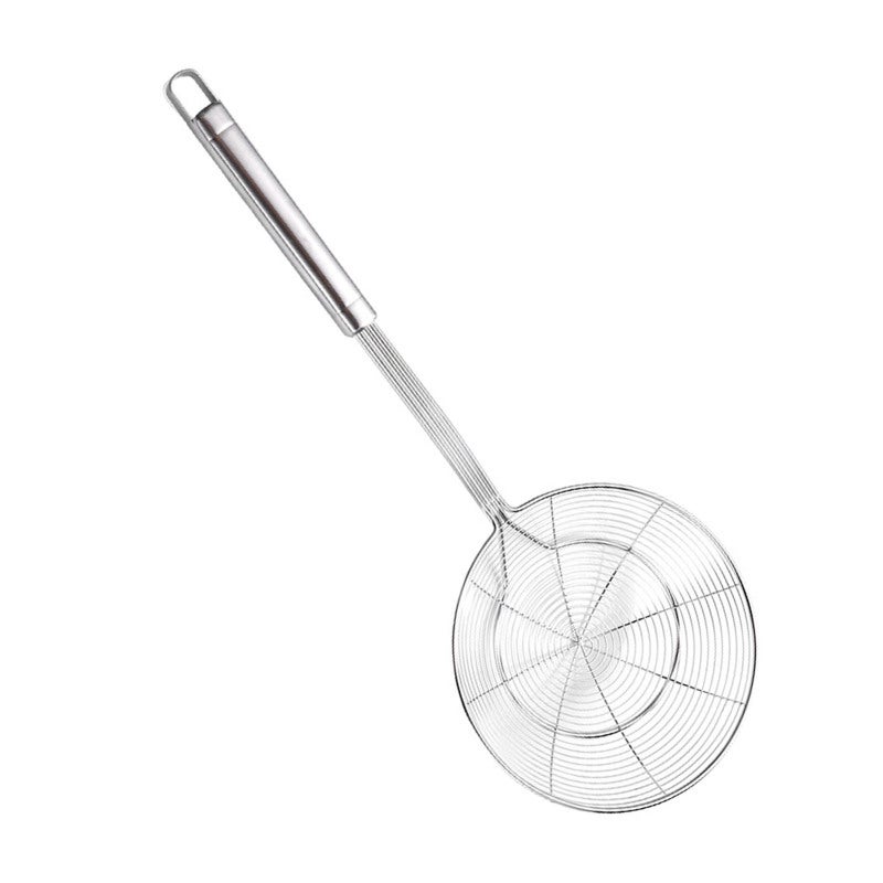 Stainless Steel Wire Skimmer: Durable Rust-Resistant - Comfortable Non-Slip Long Handle - Food Strainer for Home Kitchen Deep Frying, Blanching and Pasta Straining - Image 3