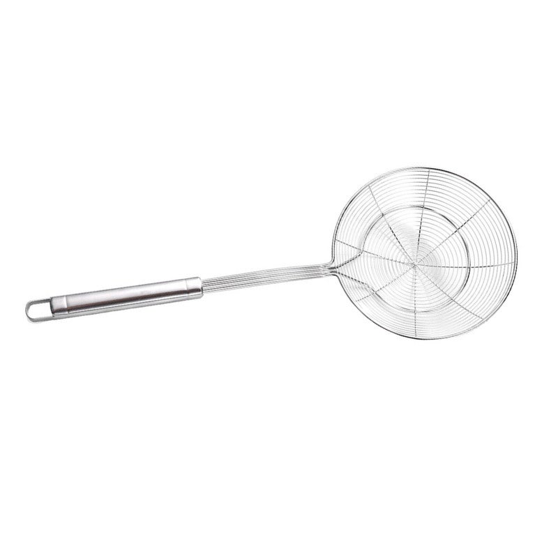 Stainless Steel Wire Skimmer: Durable Rust-Resistant - Comfortable Non-Slip Long Handle - Food Strainer for Home Kitchen Deep Frying, Blanching and Pasta Straining - Image 2