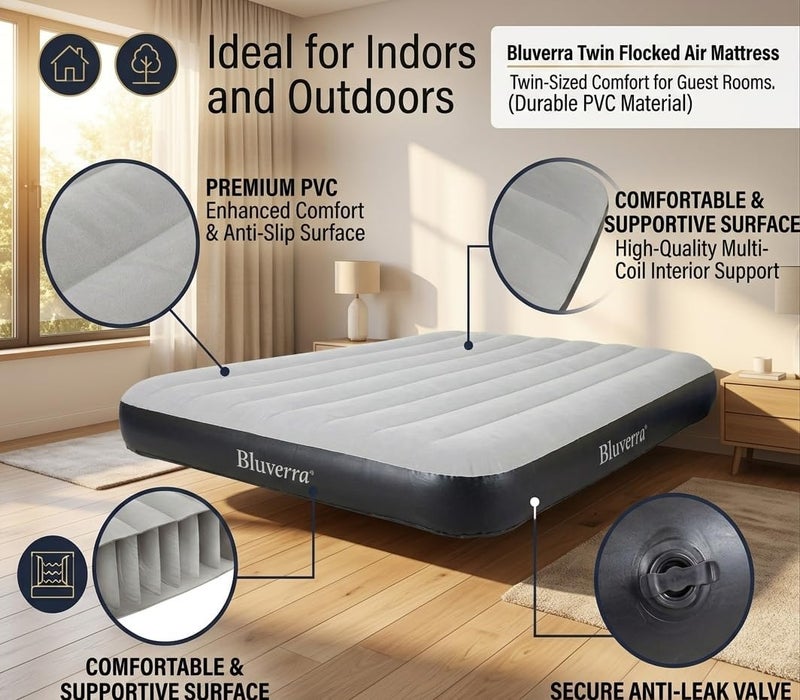 Silver Dusk BeamRest Flocked Air Mattress, Twin Size, 191 x 99 x 25 cm - Image 3