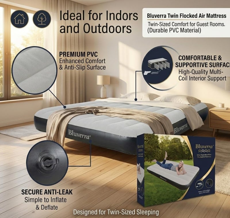 Silver Dusk BeamRest Flocked Air Mattress, Twin Size, 191 x 99 x 25 cm - Image 4