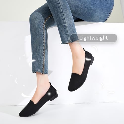 BABUDOG Women's Sparkly Flats Shoes Shiny Mesh Loafers Shoes Soft Memory Foam Flats(Full Black.US9) - Image 5