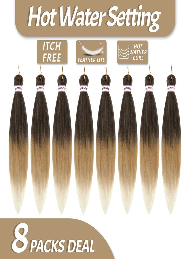 ATRAENTE Ombre Braiding Hair 8 Packs 20 Inch Pre Stretched Braiding Hair,Ombre Brown Prestretched Braiding Hair,Yaki Texture Prestretched Hair Extension (20 Inch,T4/27/613#) - Image 4