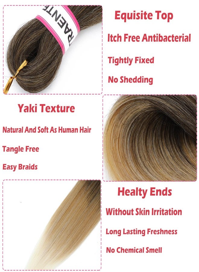 ATRAENTE Ombre Braiding Hair 8 Packs 20 Inch Pre Stretched Braiding Hair,Ombre Brown Prestretched Braiding Hair,Yaki Texture Prestretched Hair Extension (20 Inch,T4/27/613#) - Image 3