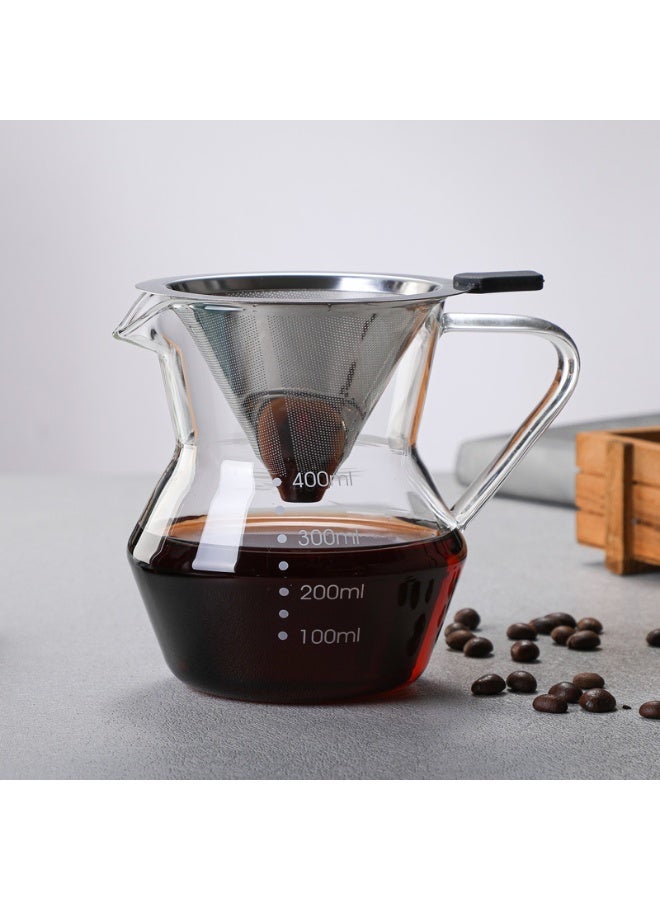 هومستر طقم صانع قهوة ساقط زجاجي سعة 400 مل مع مرشح دائم من الفولاذ المقاوم للصدأ 304، مرشح قهوة قابل لإعادة الاستخدام بدون ورق - Image 3
