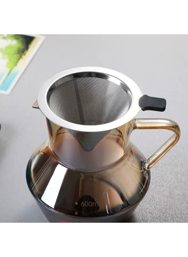 هومستر طقم صانع قهوة ساقط زجاجي سعة 400 مل مع مرشح دائم من الفولاذ المقاوم للصدأ 304، مرشح قهوة قابل لإعادة الاستخدام بدون ورق - Image 4