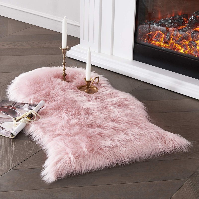 SERISSA Faux Sheepskin Fur Chair Couch Cover Small Fuzzy Area Rug for Bedroom Floor Window Room Decor 2x3 Feet - Image 1