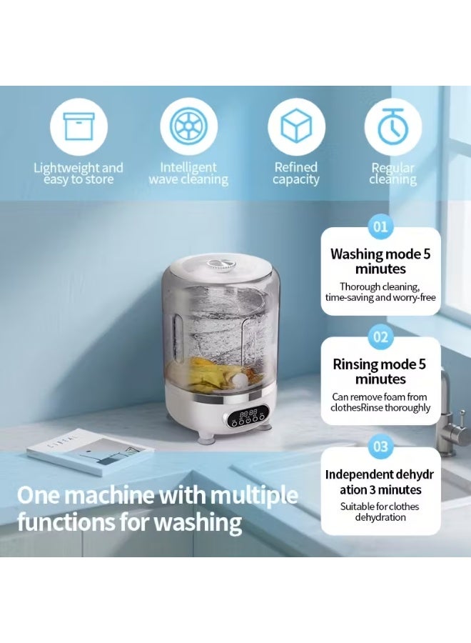 BlueFire 3 in 1 Portable Laundry Cup HP-909 – Mini Automatic Washing Machine 3L, Rechargeable, Wash Rinse Spin Cycle, Blue Light Sterilization, Ideal for Travel, Home, Dorms & Small Spaces - Image 4